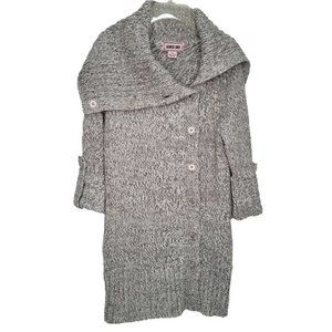 Admit One Womens Size Small Gray 3/4‎ Sleeve Knit Button Up Tunic Sweater